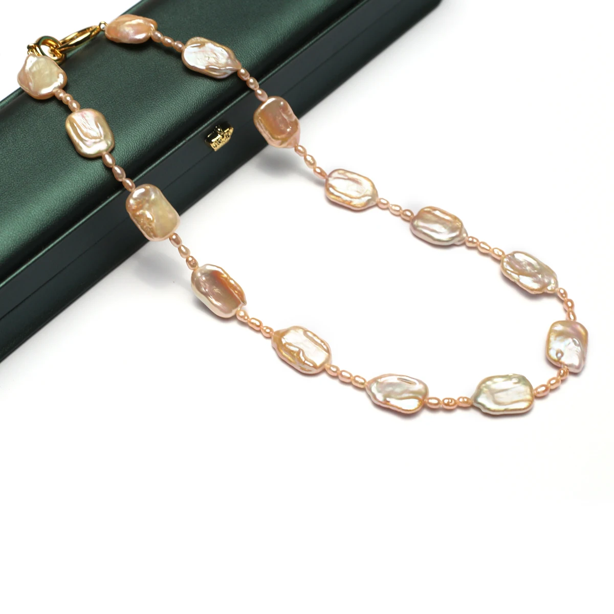 Orange natürliche Süßwasserperlen Barockform Halskette goldene kleine Perlenkette Modeschmuck Hochzeitsgeschenke für Frauen