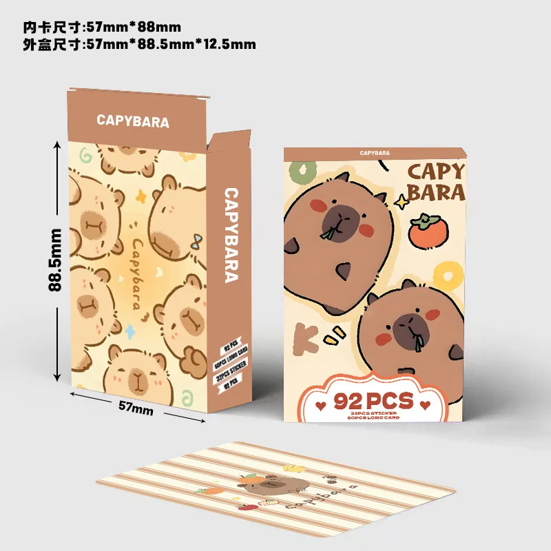 Photo Cards 92pcs Kawaii Animal Capybara Double Sided Printing Cartoon Lomo HD Photocard for Kids Gift