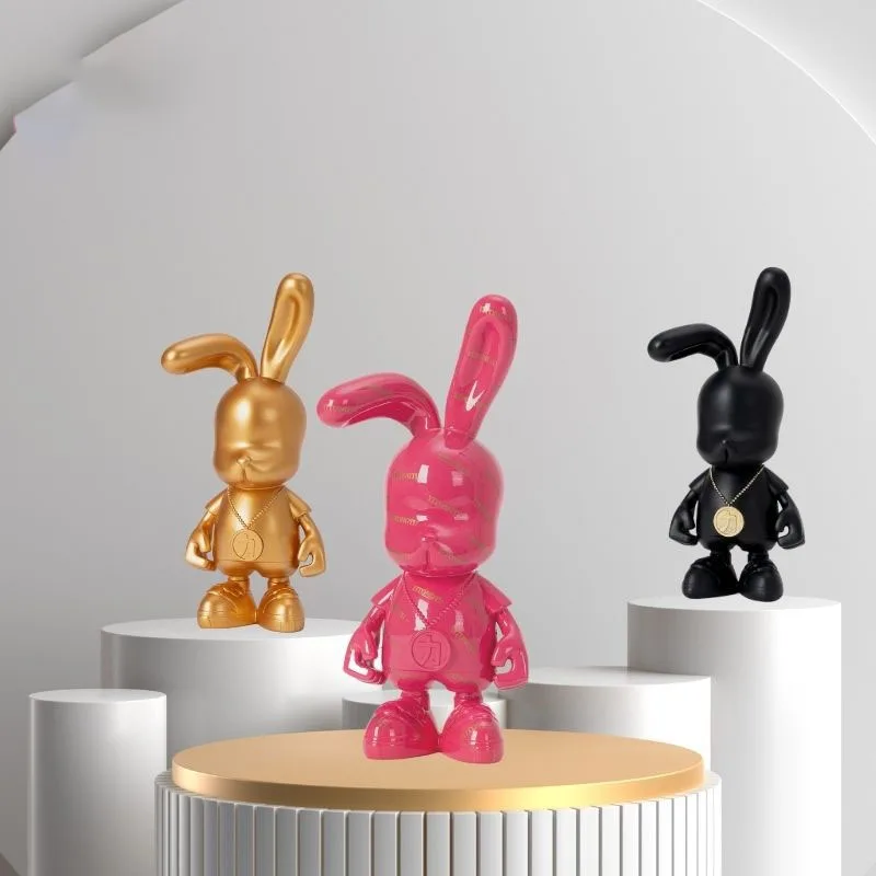 

Cartoon Resin Rabbit Ornaments Light Luxury Living Room Porch Study Display Cabinet Children's Room Decorative Accessories