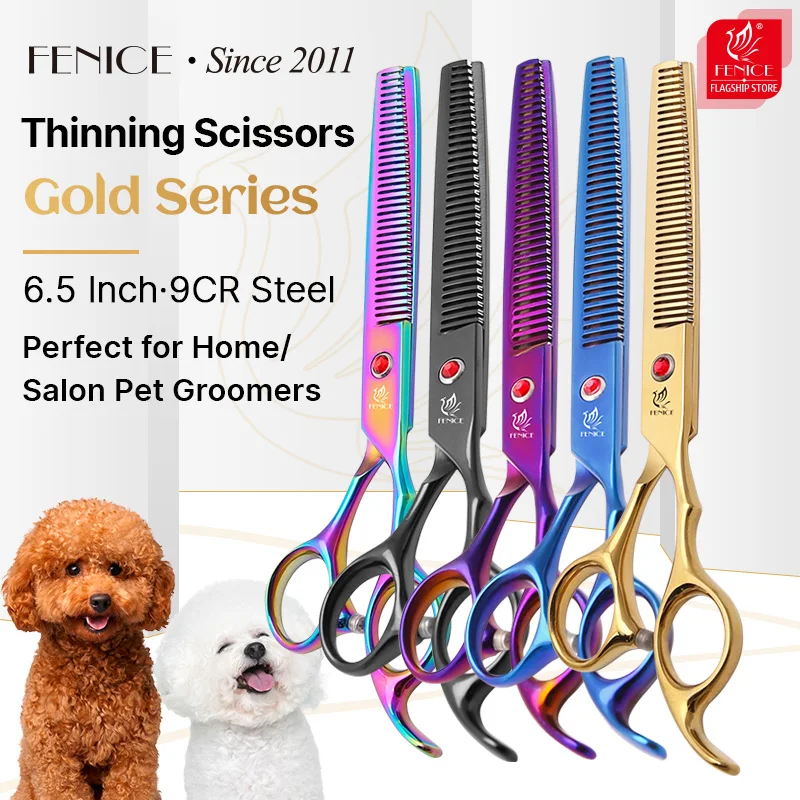 Fenice 9cr pet dog grooming scissor 6.5inch thinning shears dog grooming scissors