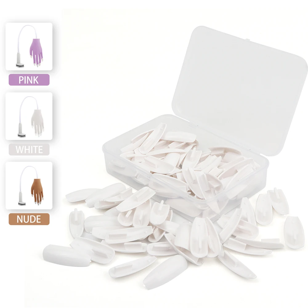 1box False Nail Tips for Nail Practise Training Hand Replaceable White Transaprent Fake Nail Tip Nail Supplies for Professionals 100 pcs nail practice hand model flexible movable silicone prosthetic soft fake hands for nail art training display model