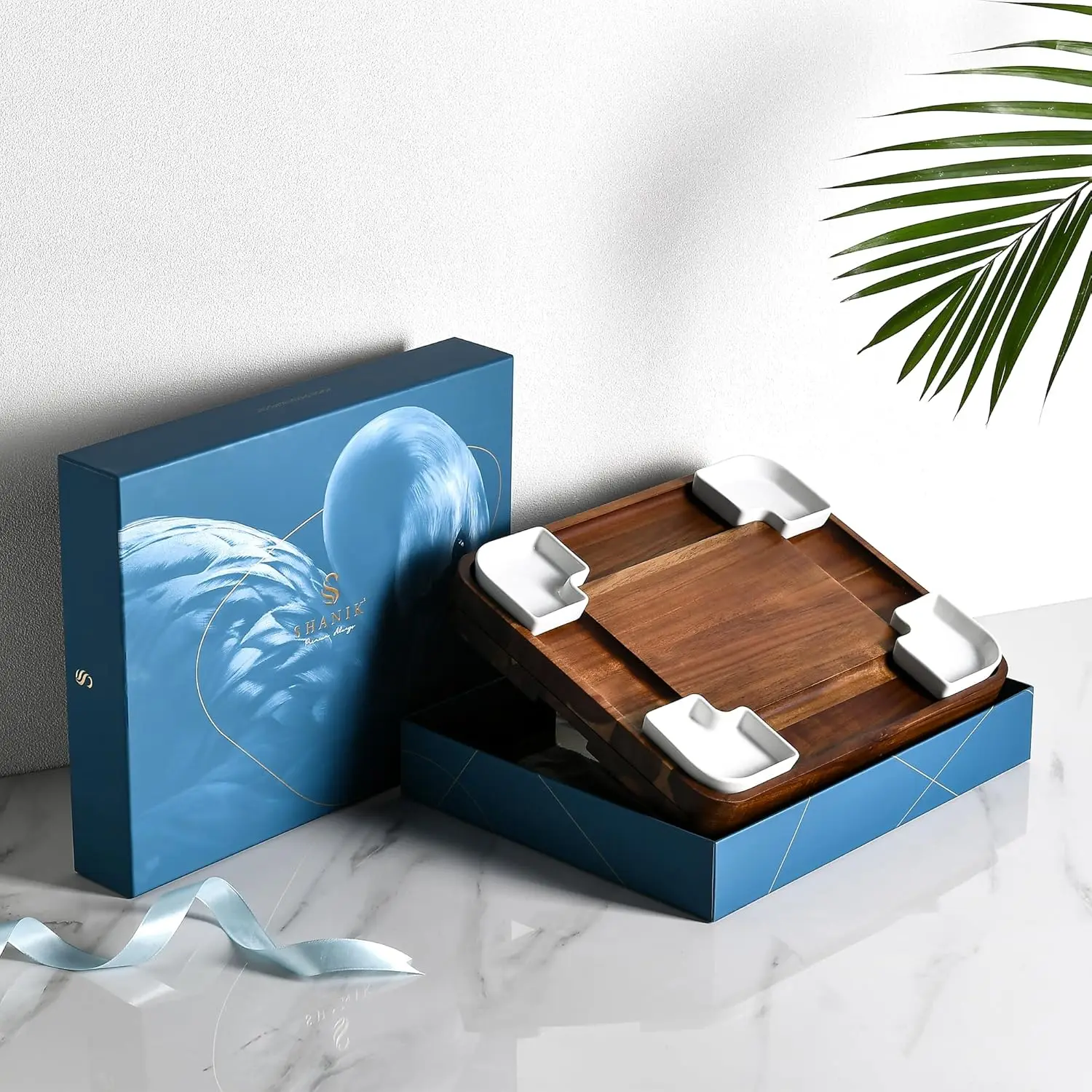 Acacia Cheese Board Set, Square Shaped Charcuterie Set, Cheese Platter, Handcrafted Design and Stainless Steel Cutlery Set