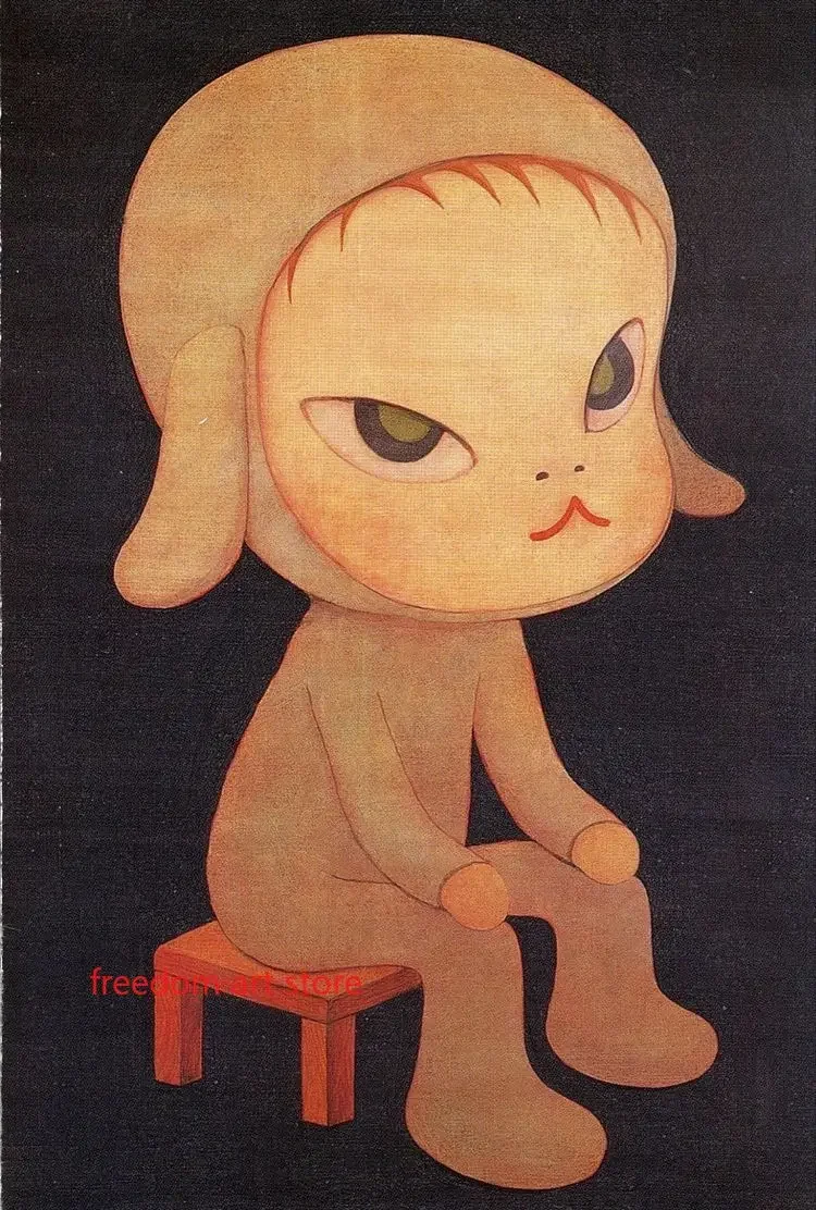 thumbnail image 1 of Dibujos animados de muñecas japonesas sonámbulas, obras de arte de Yoshitomo Nara, carteles de lienzo, impresiones de pared, imágenes para habitación de niños, decoración del hogar, 1 of 5