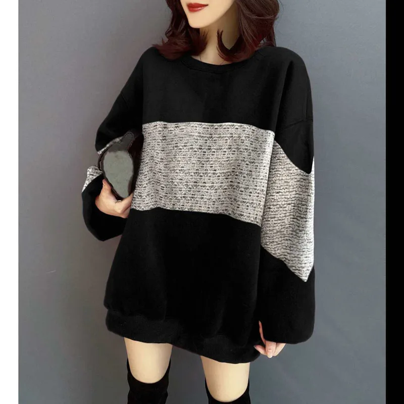 

Casual Spliced Batwing Sleeve Oversized T-Shirt Female Clothing 2022 Autumn New Loose Pullovers Tops All-match Korean Tee Shirt