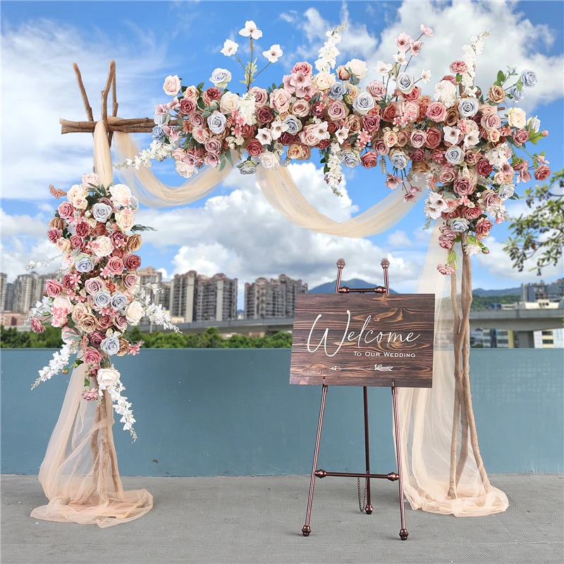 Wedding Decoration Customized Pink Blue Flower Arrangement Road Lead Flower for Party Auditorium