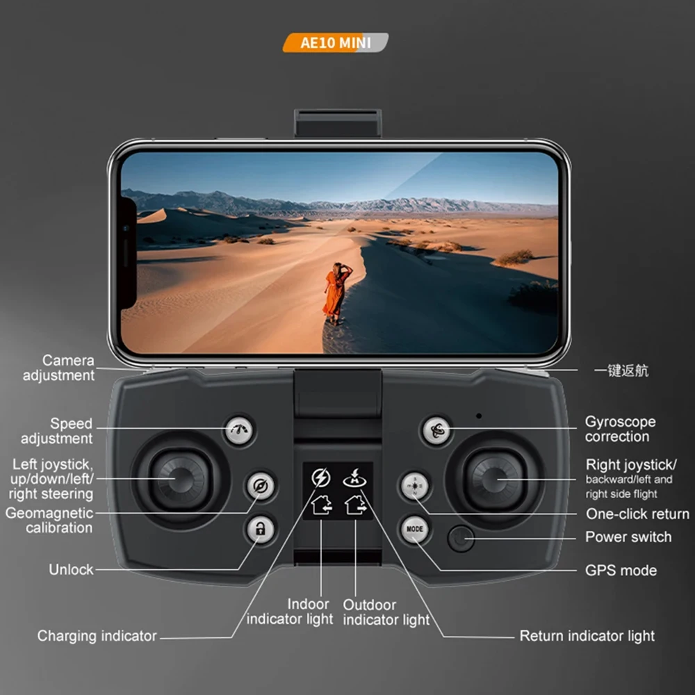 Mini AE10 Drones 8K GPS 90° Adjustable Camera Brushless Motor Folding MINI Drone With VR Aerial Photography Quadcopter RC Dron