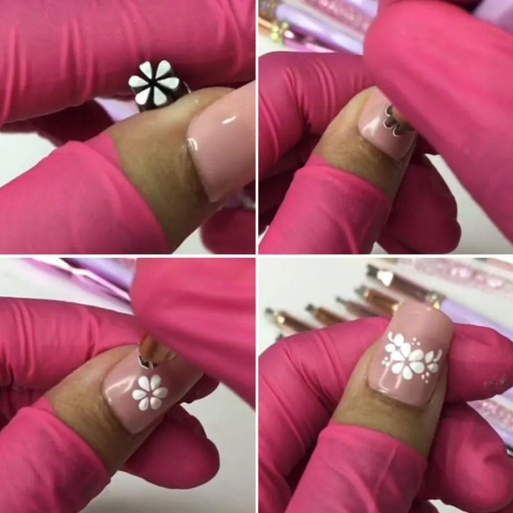 10/6/4pcs 네일 아트 스탬프 펜 세트 수공예 낙서 꽃 네일 템플릿 스탬퍼 연마 그림 그리기 DIY 매니큐어 도구