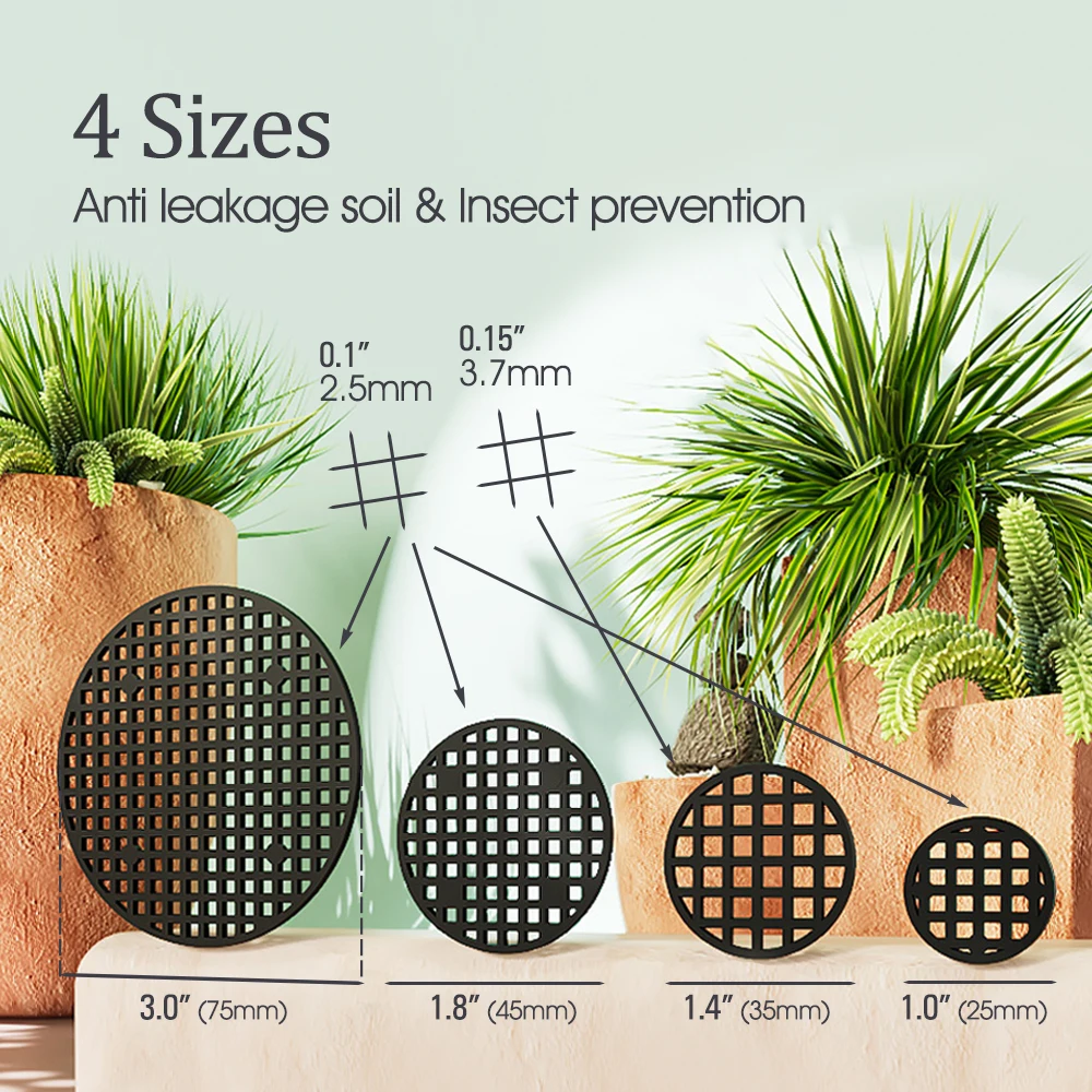 10-100pcs Flower Pot Hole Mesh Pad Round Bonsai Planter Bottom Grid Mat Drainage Netting Plant Ventilation Trays Garden Supplies