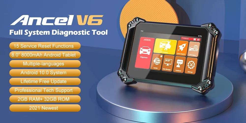 ANCEL V6 Kfz-Diagnosegeräte 8 Zoll Allsystem-Auto-OBD2-Scanner mit 15+ Reset-Funktionen Bidirektionaler Steuerungs-Scanner – Detail 1