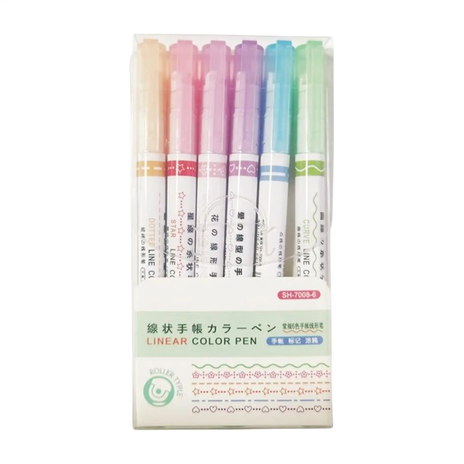 더블 팁 하이라이터 엔드 마커 펜 플래너, 사진 앨범, 사무용품, 6 개