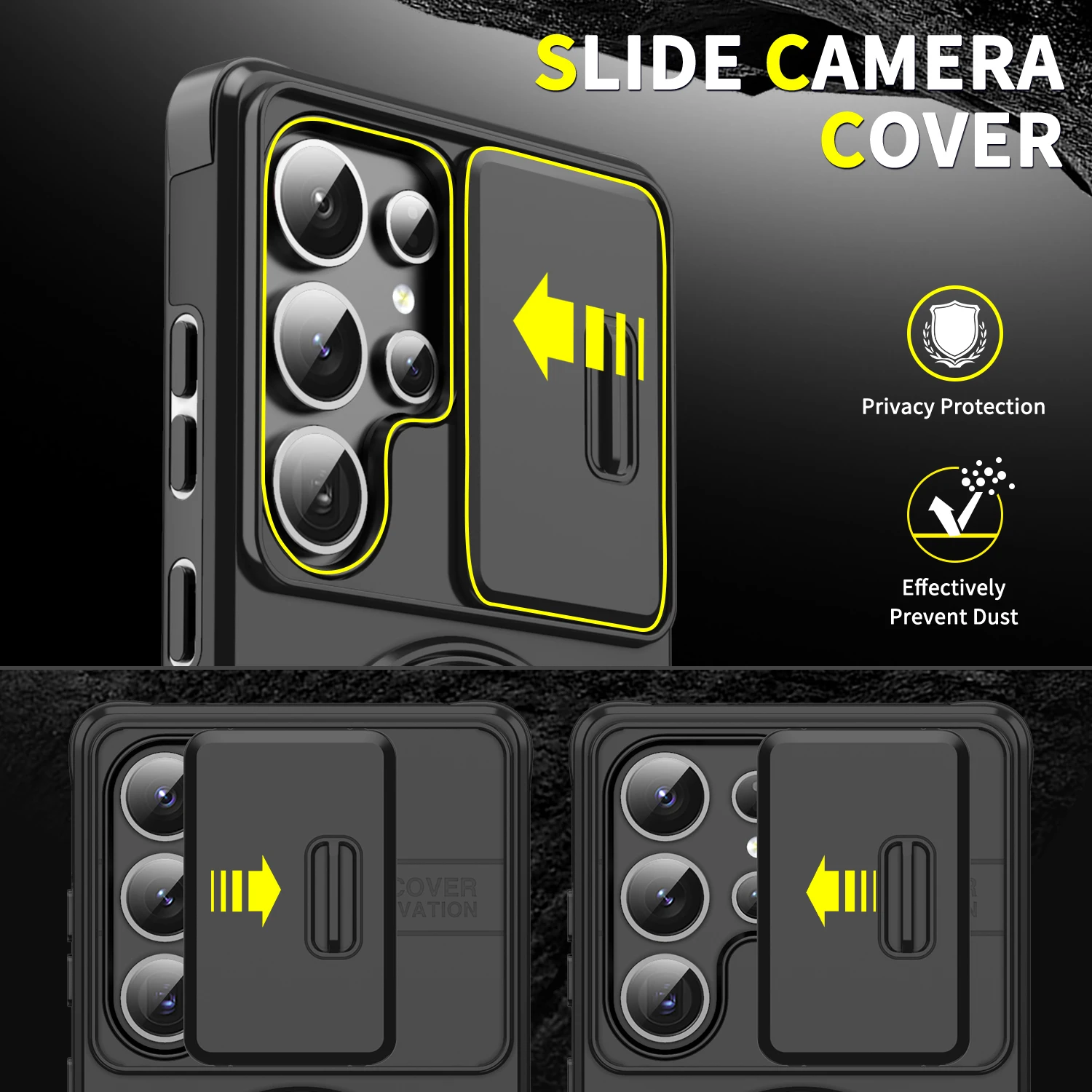 Ultimate Armor Magnetic Bracket Case with Lanyard and Slide Camera Protector - Shockproof Cover