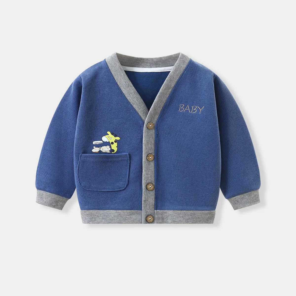 Childrens Boys Knitted Cardigan Spring Autumn New Korean Baby Boys Coat Solid Cotton Long Sleeve V-neck Toddler Boys Coat 2