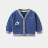 Childrens Boys Knitted Cardigan Spring Autumn New Korean Baby Boys Coat Solid Cotton Long Sleeve V-neck Toddler Boys Coat 2