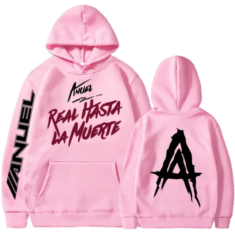 Spring and Autumn Hooded Anuel AA Real Hasta La Muerte Printed Sweatshirt Streetwear Rapper Loose Pullover Casual Hooded Top1 3