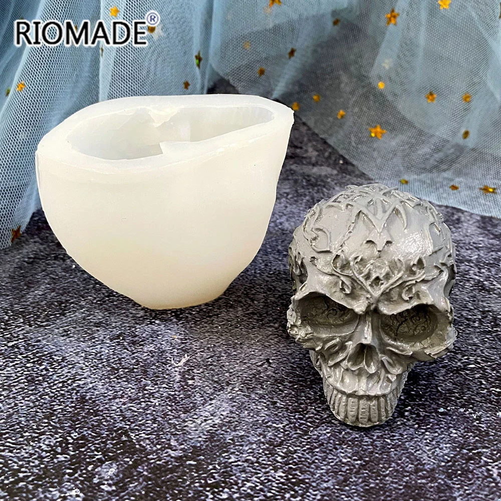 3D Totenkopf Silikonform für Kerzen DIY Schokoladen- und Süßigkeitenherstellung Gips-Ornament-Gießform Halloween Fondant Kuchendekoration Werkzeug – Detail 13