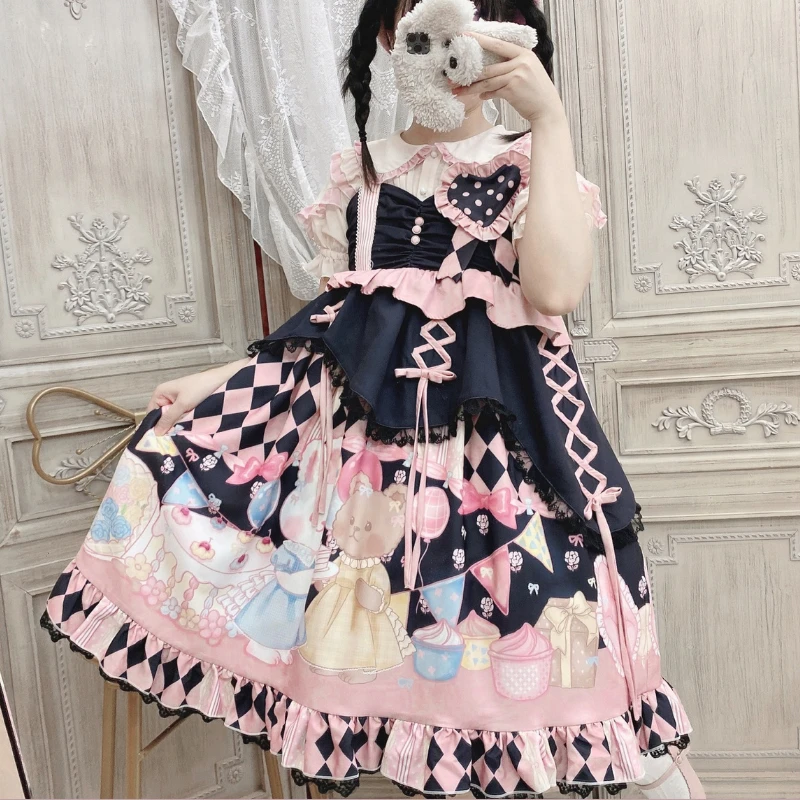 ロリータJSKドレス✿クマチーゼ年中女子会必見スタイル 楽天市場】サマー /Lolita系/熊doll 長袖/ワンピース JSK ドレス