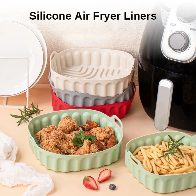 

Silicone Air Fryer Liners,Oven Accessories Reusable Airfryer Liners Basket Handles & Heat Resistant Mitts,Silicone Oven Liners