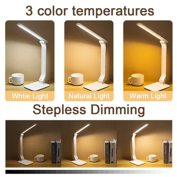 Desk Lamp Rechargeable USB Light Book Reading Lights Table Lamp Stepless Dimming Led Eye Protection Reading Night Light 2