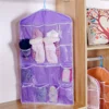 1pc-Hanging Storage Bag, Multi Grid Polyester Socks Storage Bag For Household 5