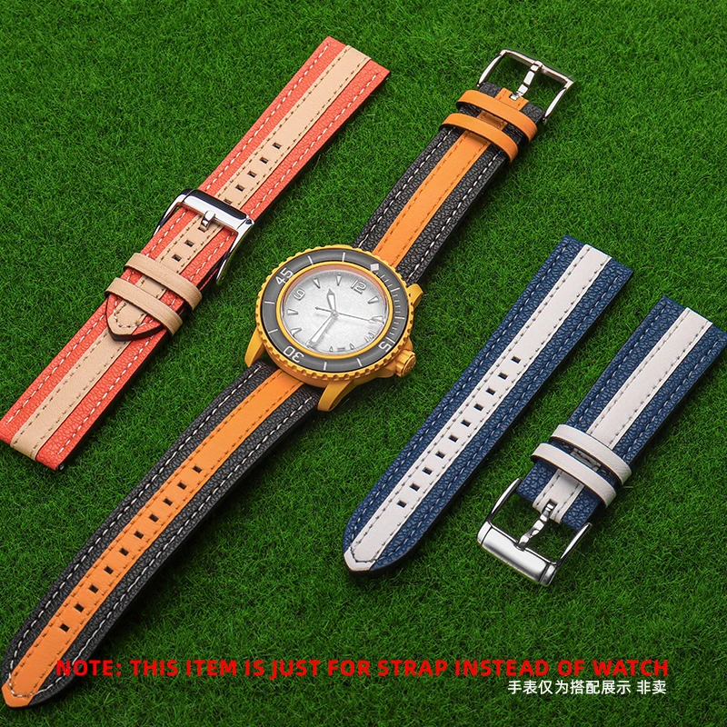 Cinturino In Vera Pelle Sostitutivo Per Blancpain X Swatch Cinturino Con Fibbia Ad Ardiglione Da 22Mm Accessori Per Interfaccia Diritta Uomo Donna