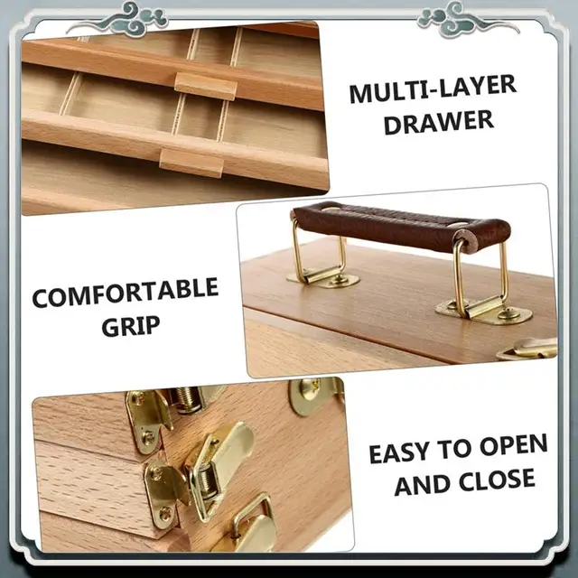 Premium Wood Desk Table Easel - Handcrafted Beechwood Desktop Easel & Wooden Art Tabletop Box For Drawing, Painting For Storage 4