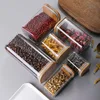 1X Square Glass Jars with Bamboo Lids Glass Airtight Kitchen Canisters Set Food Storage Container Pantry Spice Flour Storage Jar 5