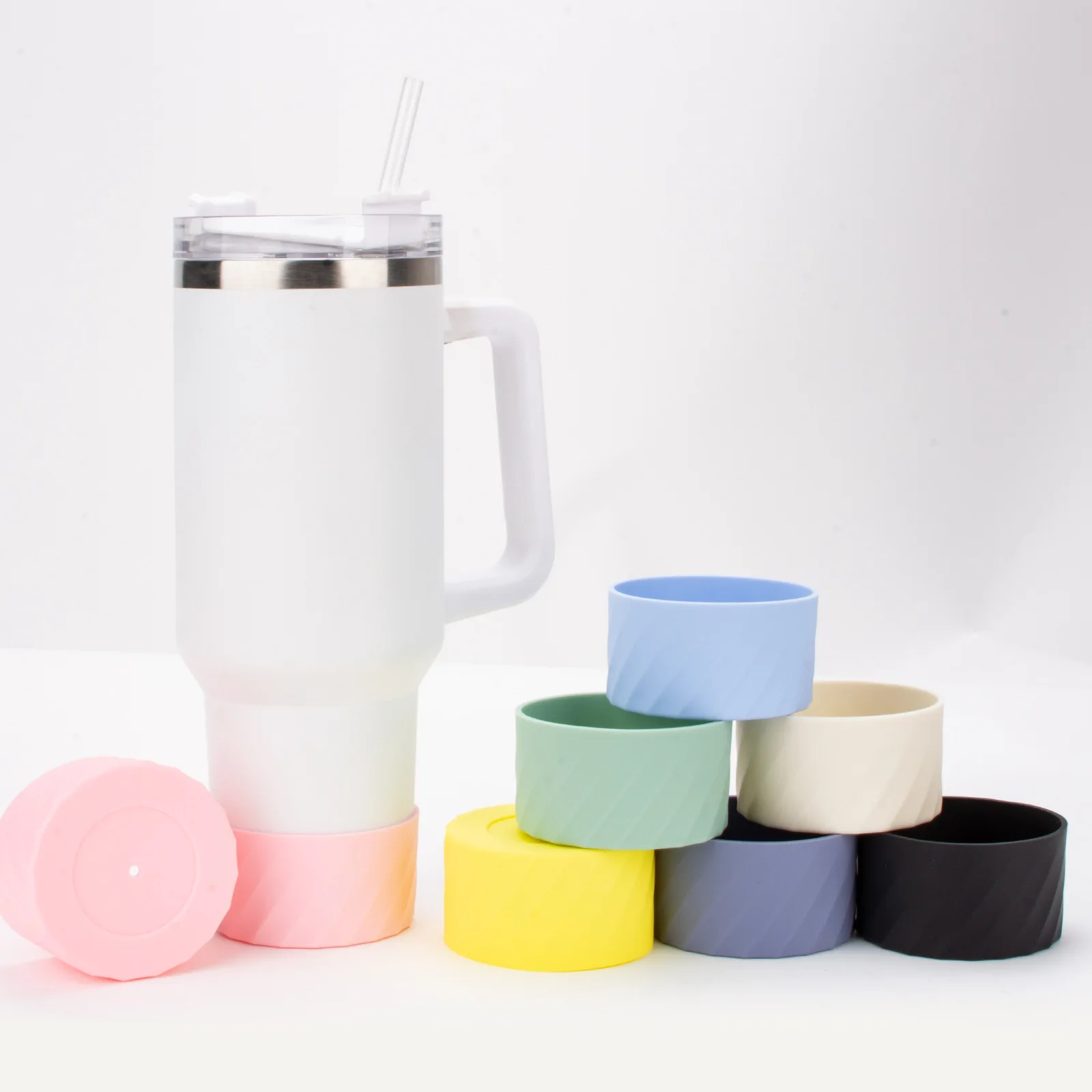 40oz Cup Cover for Stanley Quencher Adventure Tumbler with Handle & Stanley IceFlow Protective Bottle Boot Sleeve