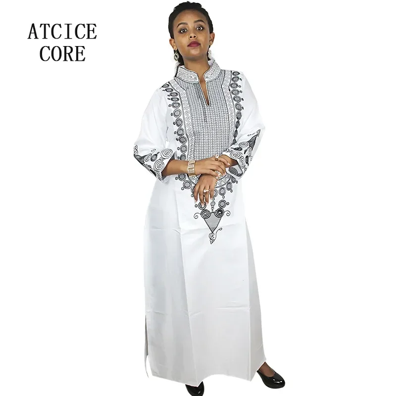 African Dress For Woman Soft Material Big Embroidery Design Long Dress