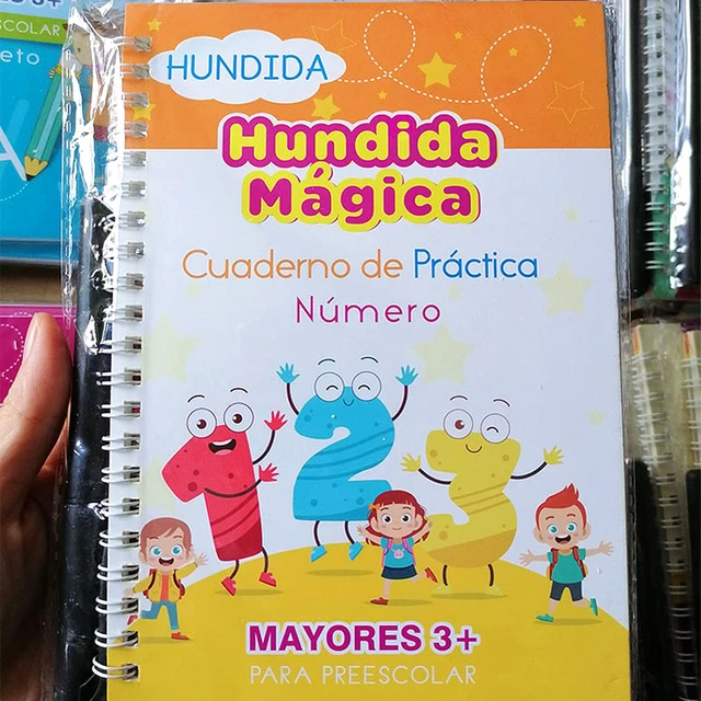 NEW Spanish Magic Book Learn Writing Math Practice 3D Copybook Workbook  Reusable Children's Writing Student Textbook Kid Gift - AliExpress