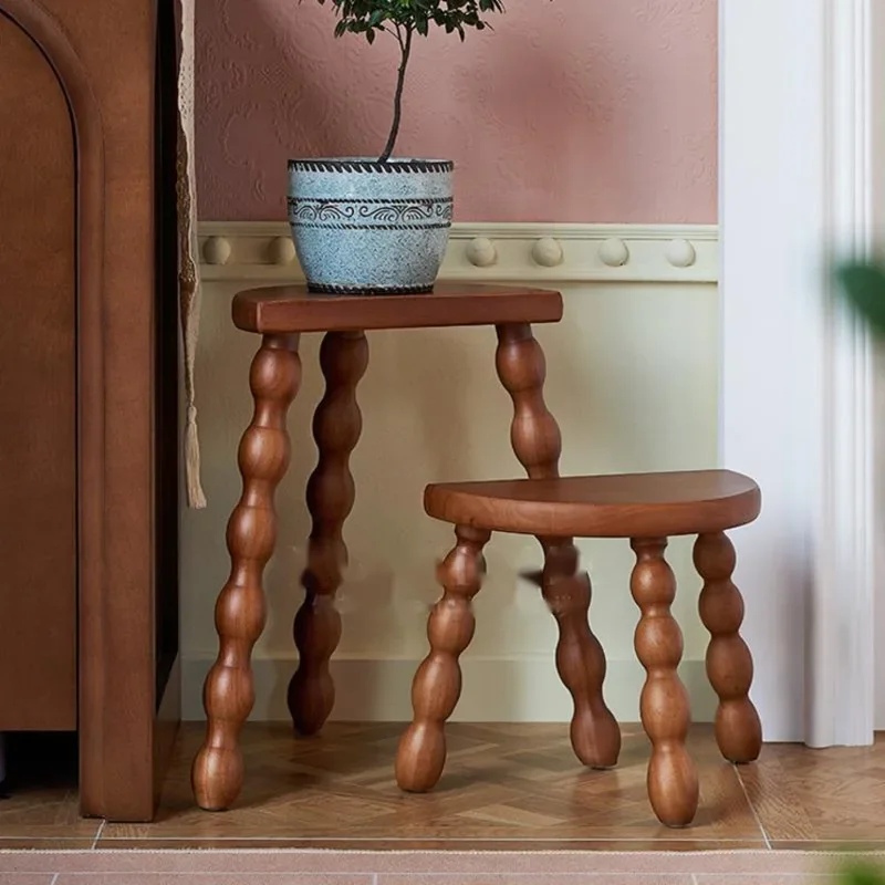 

Античный низкий стул из массива дерева, многофункциональная Сменная обувь, круглый стул, французский ретро стул для гостиной, столовой, Скандинавская мебель