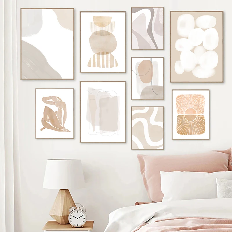Neutral Beige Gray Watercolor Abstract Painting Art Prints Boho Pastel Canvas Poster Wall Pictures for Bedroom Living Room Decor | Дом и сад
