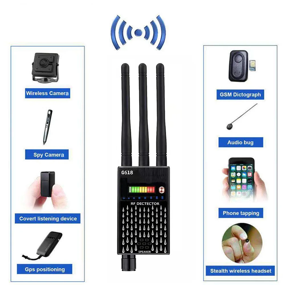 G618 Hidden Camera Detector Bug Wireless RF Signal Anti Spy Candid Pinhole Mini Camera Finder Magnetic GPS Tracker GSM Scanner
