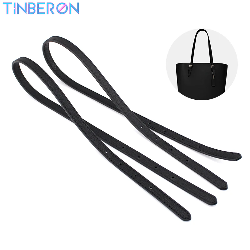 TINBERON Handbag Obag Handle Lychee Pattern Bag Accessories Black Cross Pattern Bag Strap Glossy Leather Perforated Handle Strap