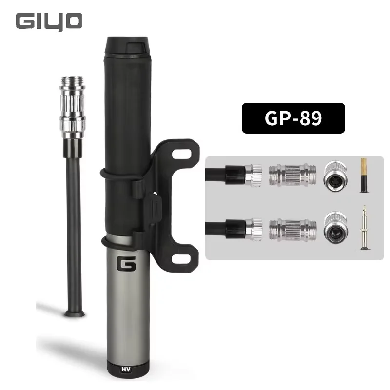 Giyo Portable Alloy Bicycle Tire Pump - High-Pressure 120psi Air Inflator with Dual Valve Compatibility