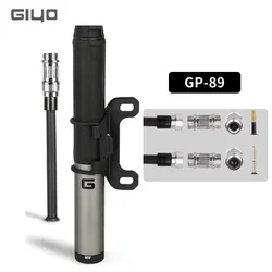 Giyo Portable Alloy Bicycle Tire Pump - High - Pressure 120psi Air Inflator with Dual Valve Compatibility (GP - 89 Mini Pump)