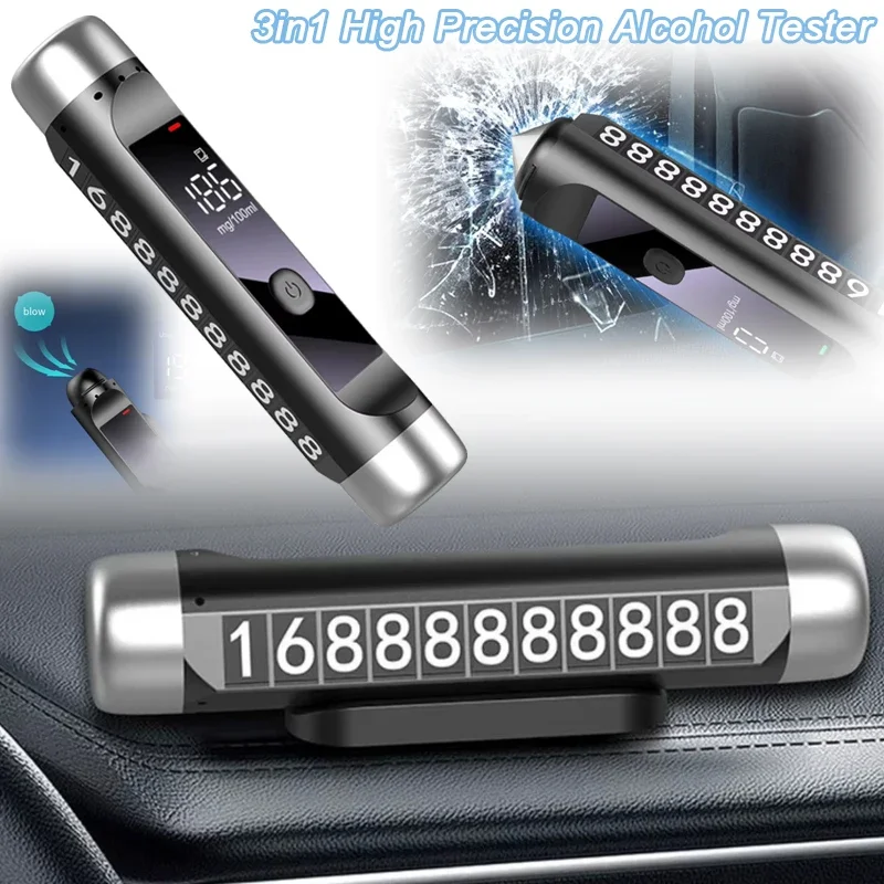 3in1 Non-Contact Alcohol Tester Breathalyzer Tester With LED Digital Display Alcoholmeter Alcohol Accuracy Diagnostic Tool