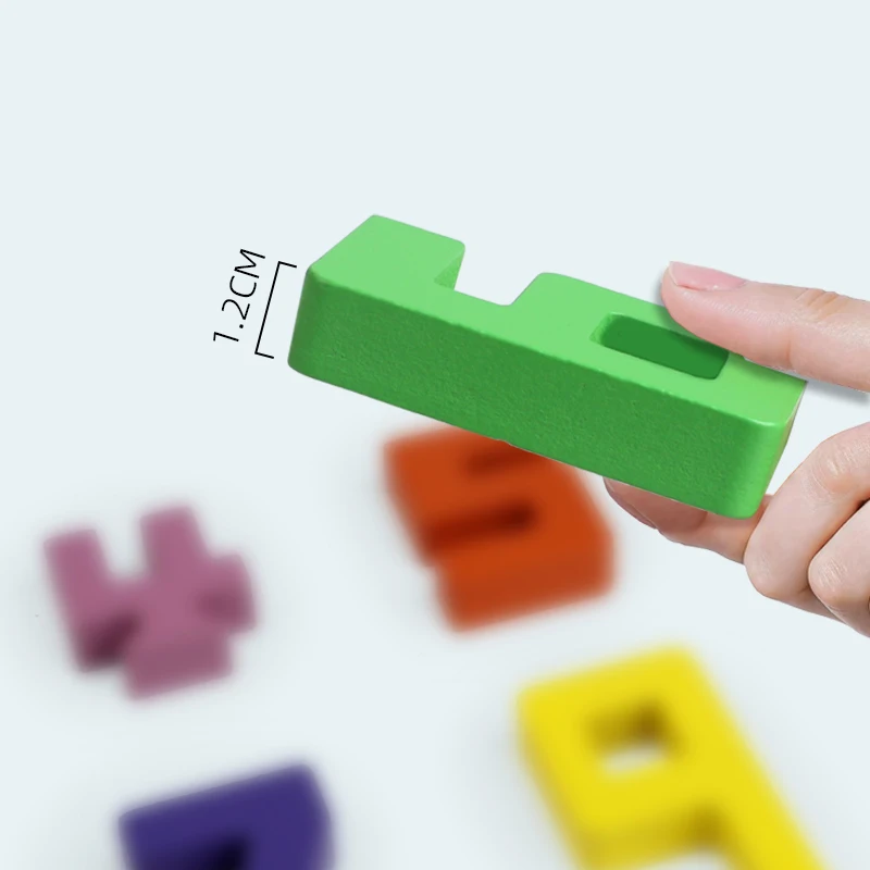 Colorful Building Blocks Wooden Toys Stacking Games Montessori Toys with Cards Digit Blocks Enlightenment Teaching Aids for Kids - 2