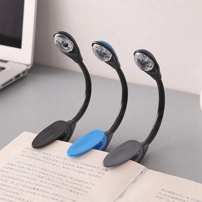 

Mini Flexible Clip-On Bright Booklight LED Travel Book Reading Lamp White Light Book Holder Small Table Lamp Light Small Gifts