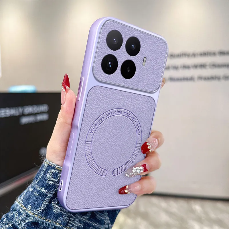 Luxury Leather Texture Magnetic Wireless Charging Shockproof Bumper Case
