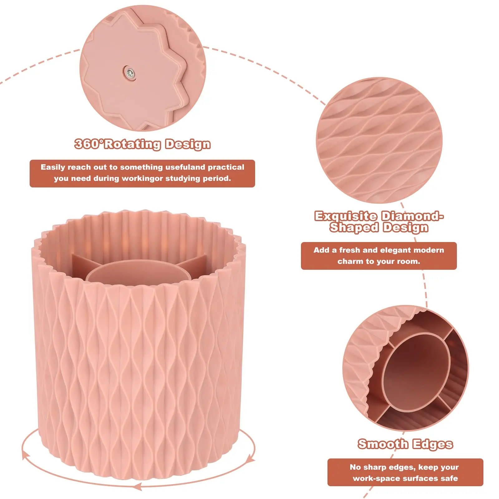 Large Capacity Rotating Makeup Brush Cup Holder Multi-functional Desktop Eyebrow Pencil Makeup Brush Organizer Holder Storage Bo 3