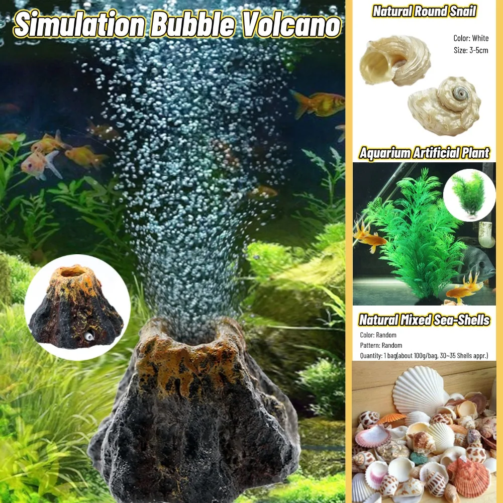 Aquarium Volcano Shape Air Bubble Stone Oxygen Pump Fish Tank Ornament