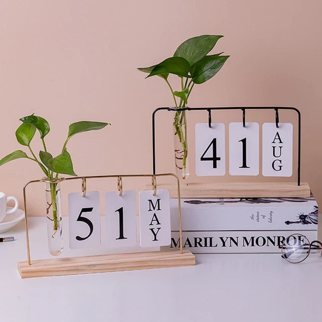 DIY Perpetual Calendar with Wooden Display Holder Desktop Flipping  Countdown Calendar for Boys Girls Students Adult