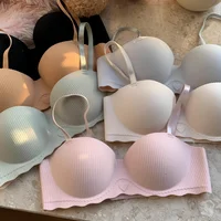 Soutien-gorge push-up sexy pour femme, bralette côtelée sans armatures, sous-vêtement doux à demi-bonnet fixe, soutien-gorge invisible sans couture, lingerie pour petite poitrine S-XL 3