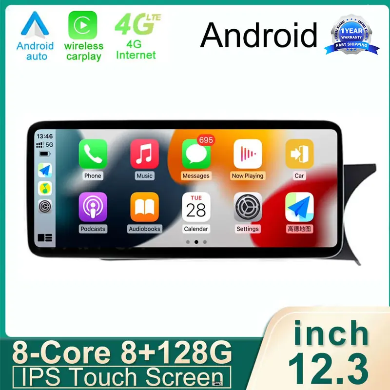 

Android 14 Touch Screen Car Accessories Multimedia Auto Carplay Monitors Radio Player RHD 12.3 Inch For Benz C W204 2011-2014