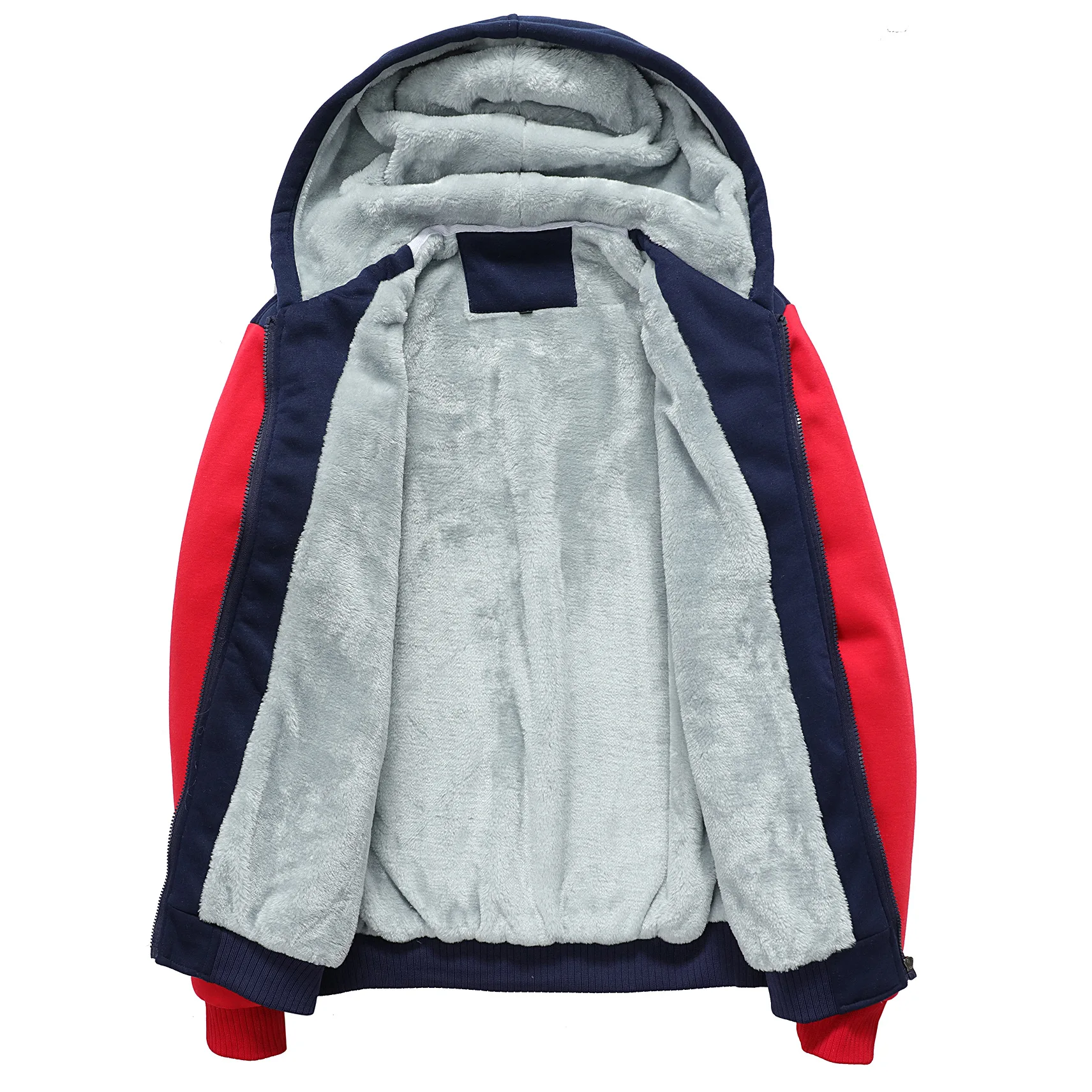 Men's Jacket Long Sleeve KING Print Patchwork Clothing Jacket Warm Winter Male Coat Zipper Hooded Clothes