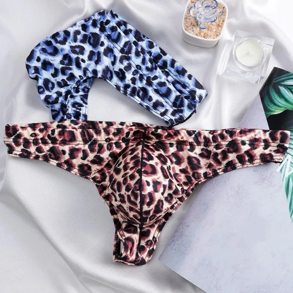 Sous-vêtements pour hommes, lingerie pour hommes, caleçons imprimés léopard, string taille basse, culottes pour hommes, respirantes, fines, slips pour hommes