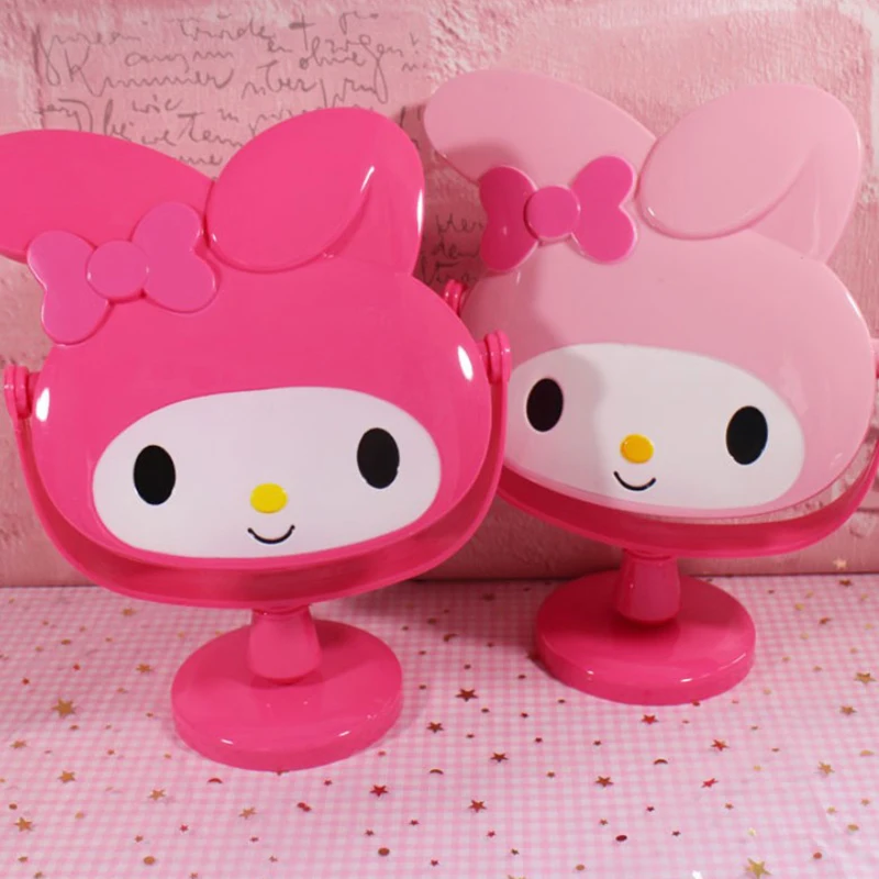

Розовое зеркало Hello Kitty, кавайная Милая мелодия, милое мультяшное складное зеркало для туалетного столика, ручное зеркало для макияжа, подарок на день рождения для девушки