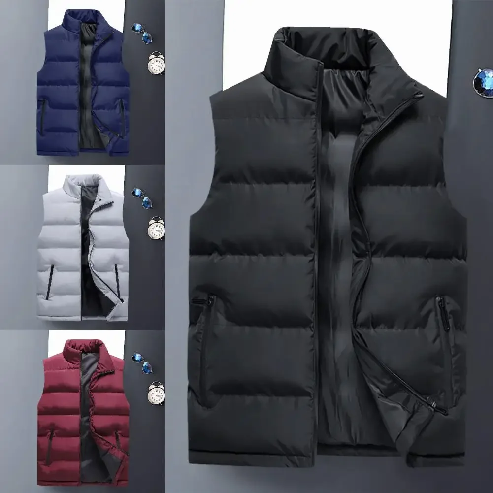 Description Picture 5 of itemBreathable Men Vest Large Pocket Polyester Warm Thick Men Waistcoat Antifreeze Zipper Comfortable Men Vest