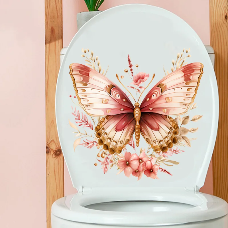 Butterfly Toilet Stickers Wall Stickers Toilet Lid Wc Refrigerator Home Decoration Door Sticker Bathroom Accessories