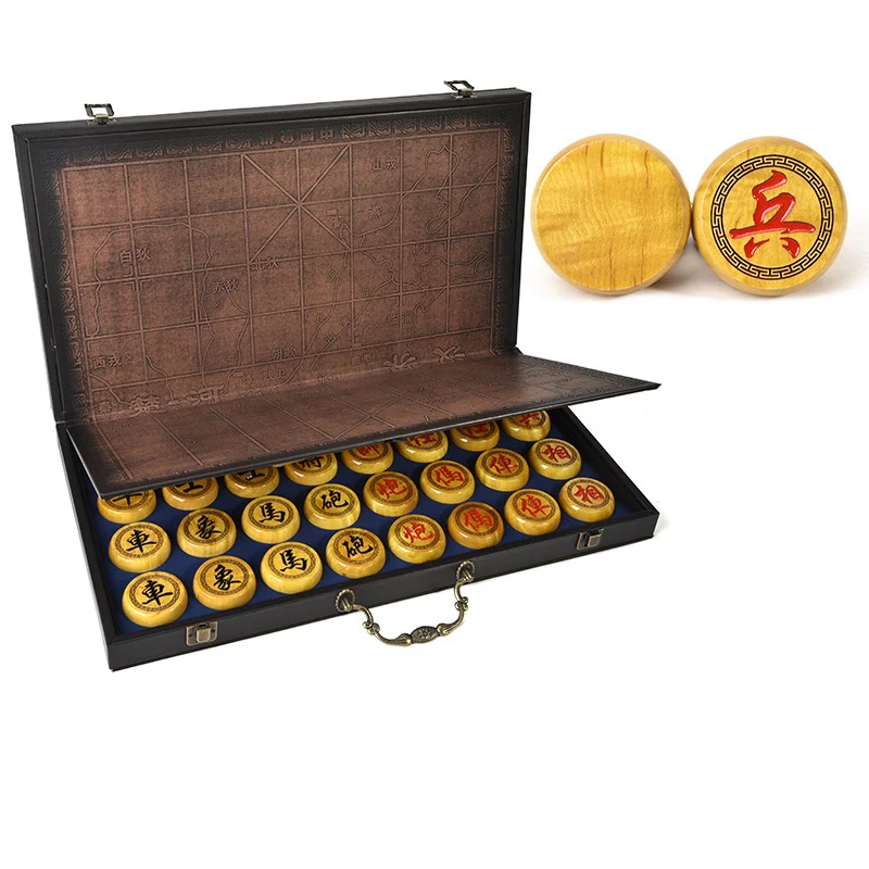 Parks Unique Chinese Chess Wooden  Leather Folding High Quality Chinese Chess Carved Tablero Ajedrez Games To Play In Family